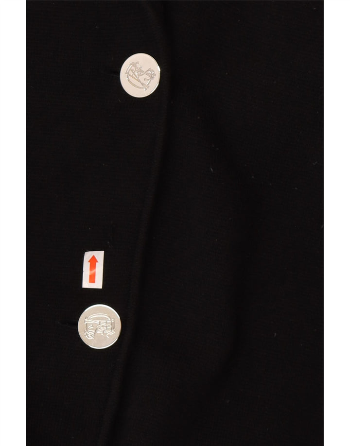 Jaqueta blazer feminina de 3 botões CHAPS Reino Unido 14 algodão preto médio