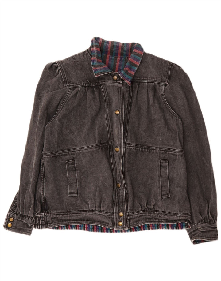 Jaqueta jeans feminina vintage UK 14 cinza médio
