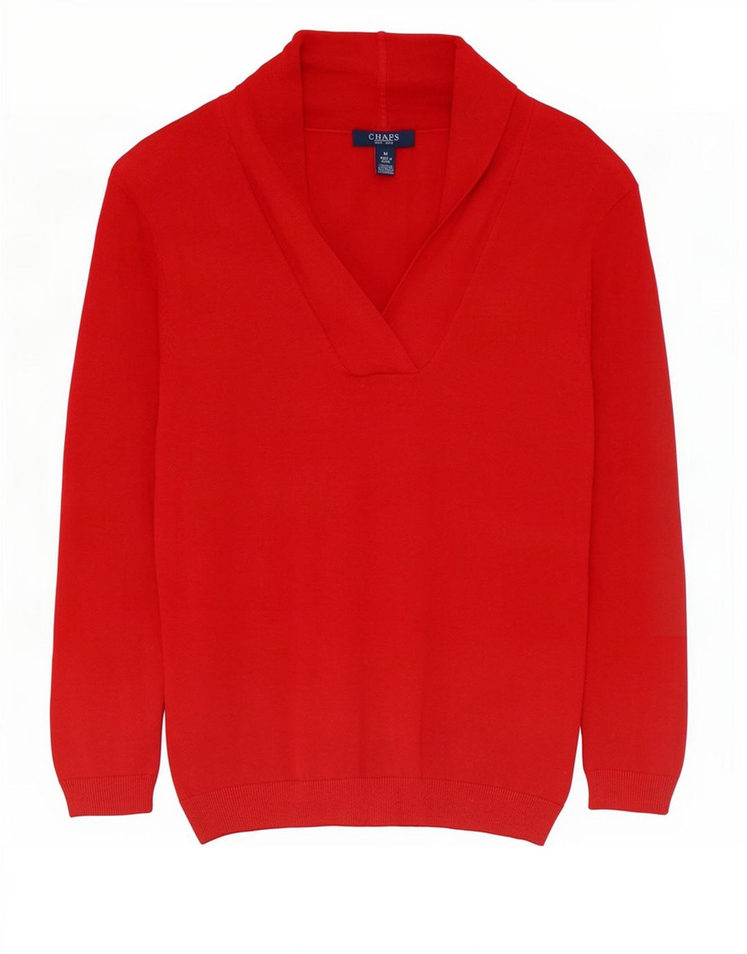 Suéter feminino Chaps com gola xale UK 12 seda vermelha média