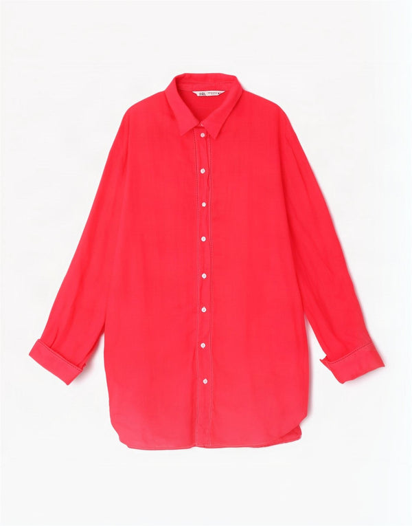 Vestido camisa oversized feminino Zara Reino Unido 6 XS rosa Rami