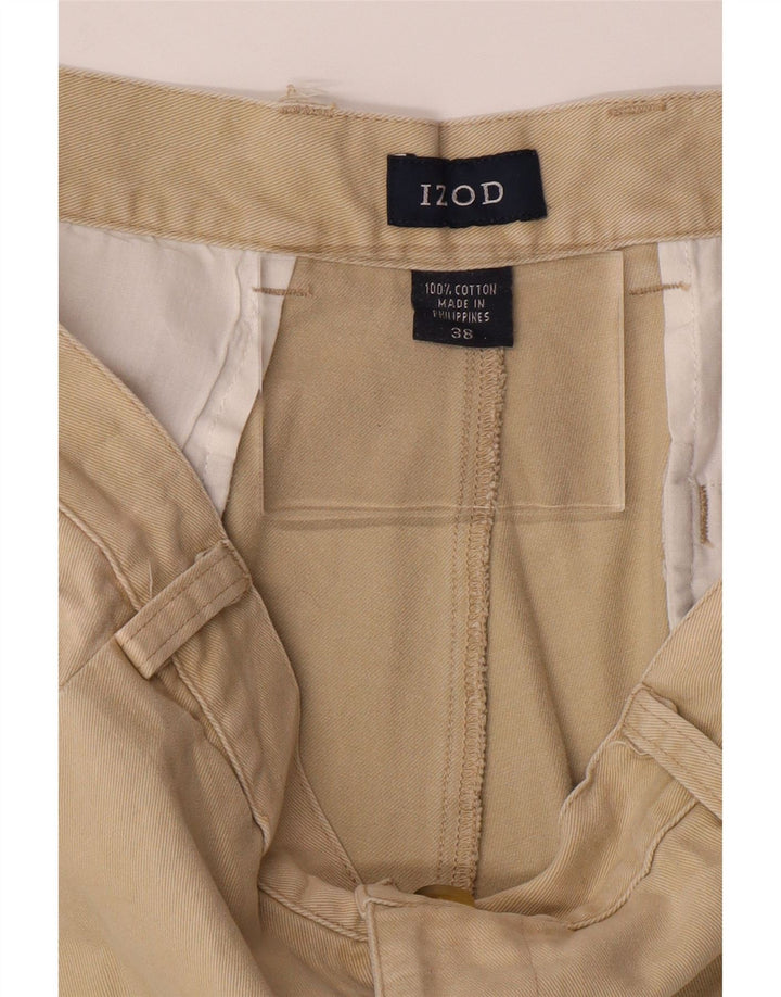 IZOD Mens Pegged Chino Shorts W38 XL Beige Cotton Vintage Izod and Second-Hand Izod from Messina Hembry 