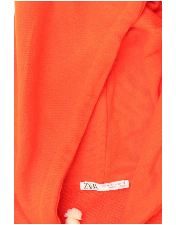 Suéter feminino com capuz oversized ZARA Reino Unido 14 algodão laranja médio