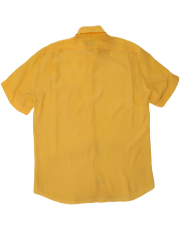 Camisa masculina vintage de manga curta grande poliéster amarelo