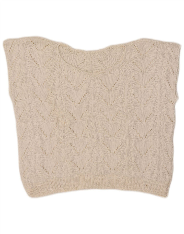 Regata feminina vintage com colete curto UK 12 médio branco