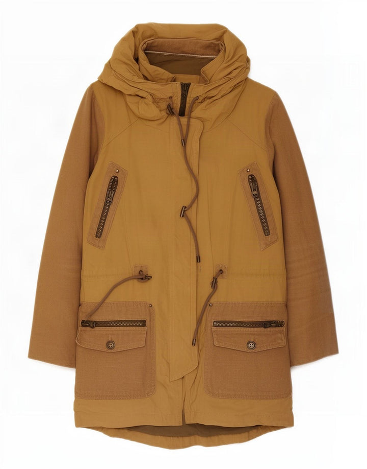Jaqueta Parka com capuz feminina Zara UK 10 poliéster bege pequeno