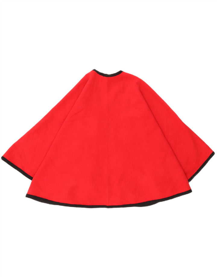 Casaco poncho aberto feminino vintage manga 3/4 Reino Unido 16 grande vermelho