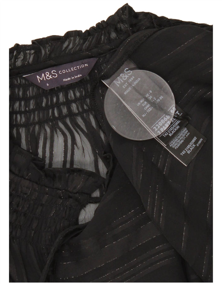 Marks & Spencer Top feminino de manga comprida grande transparente Reino Unido 6 XS preto