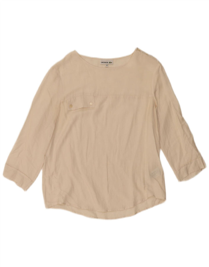 Blusa feminina manga 3/4 Lacoste tamanho superior 38 médio off white algodão