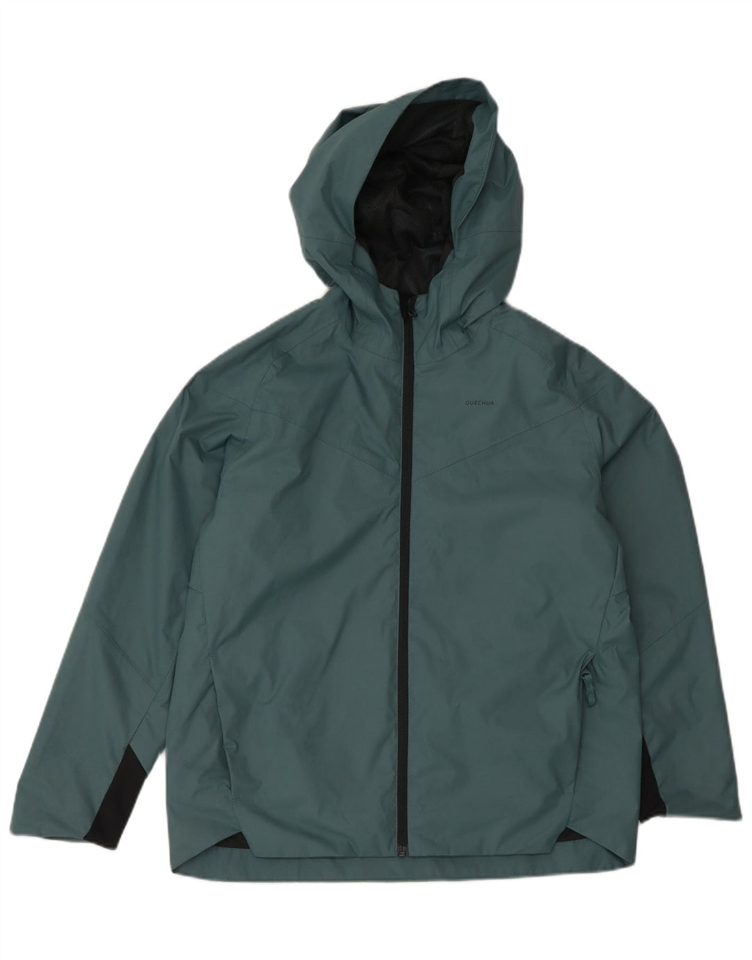 Jaqueta de chuva com capuz Quechua para meninos DECATHLON 12-13 anos verde poliéster