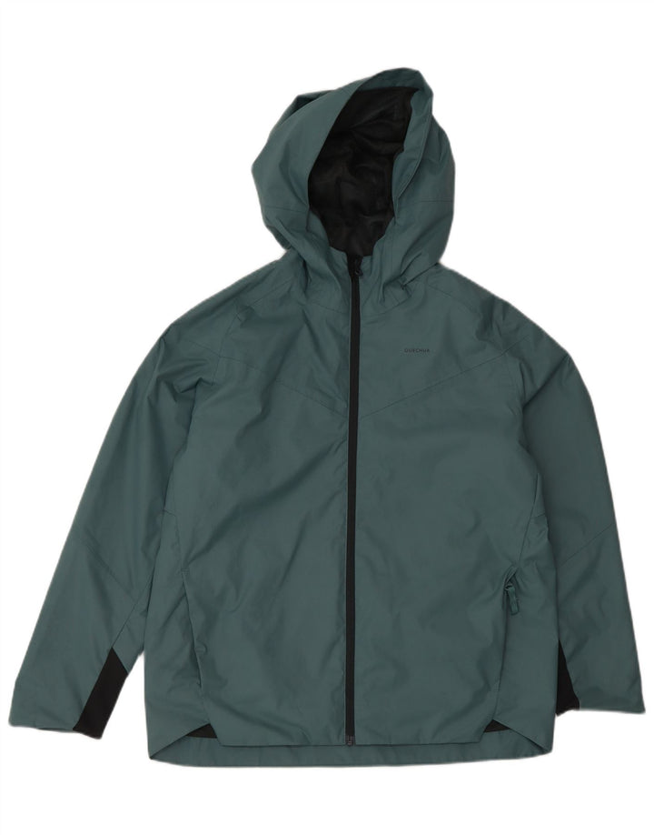 Jaqueta de chuva com capuz Quechua para meninos DECATHLON 12-13 anos verde poliéster