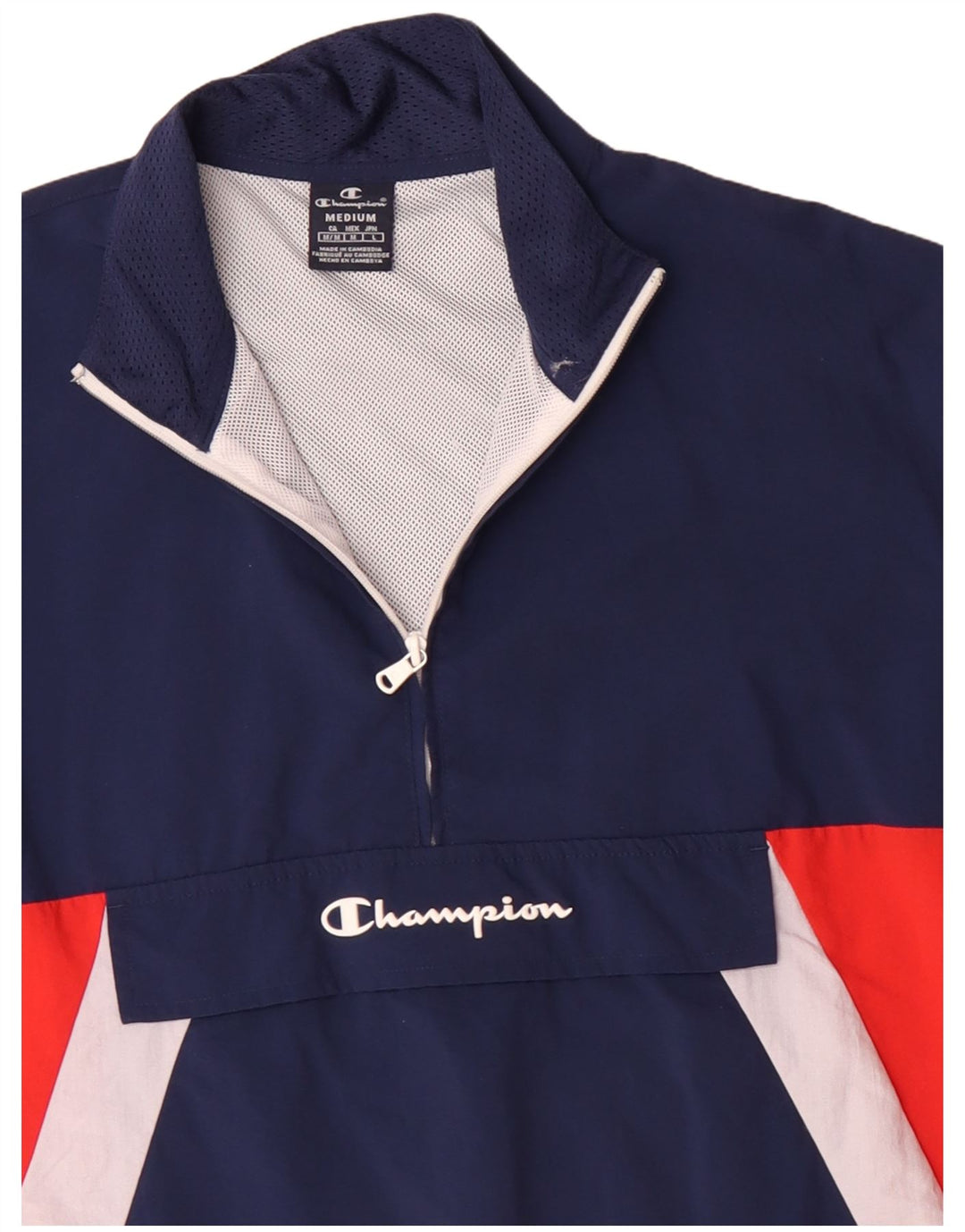 Jaqueta masculina Anorak Champion UK 38 médio azul marinho colorblock poliamida