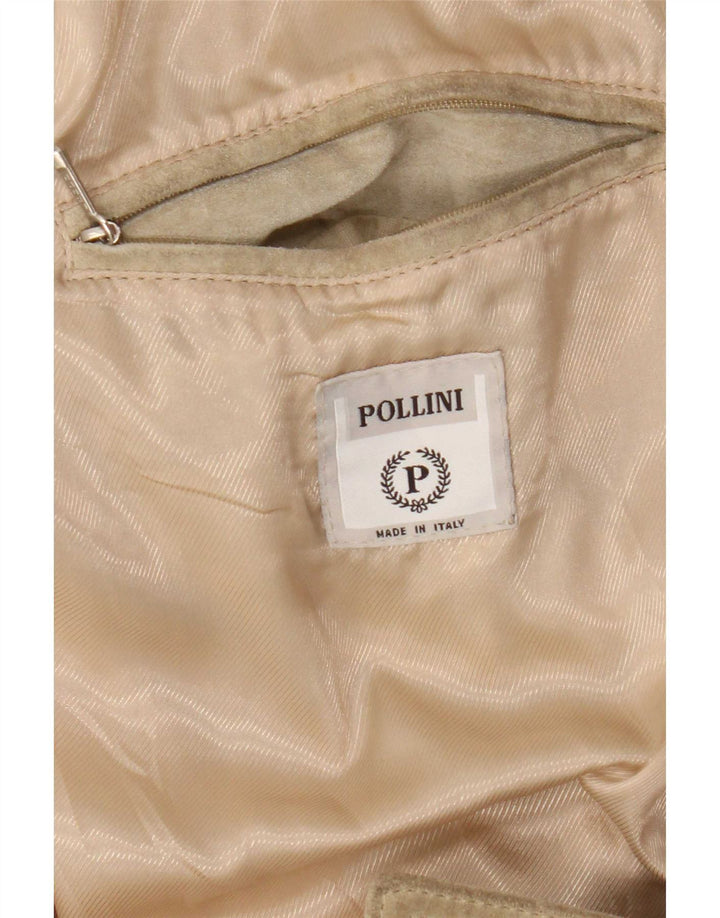 Jaqueta masculina de camurça Pollini UK 38 couro verde médio