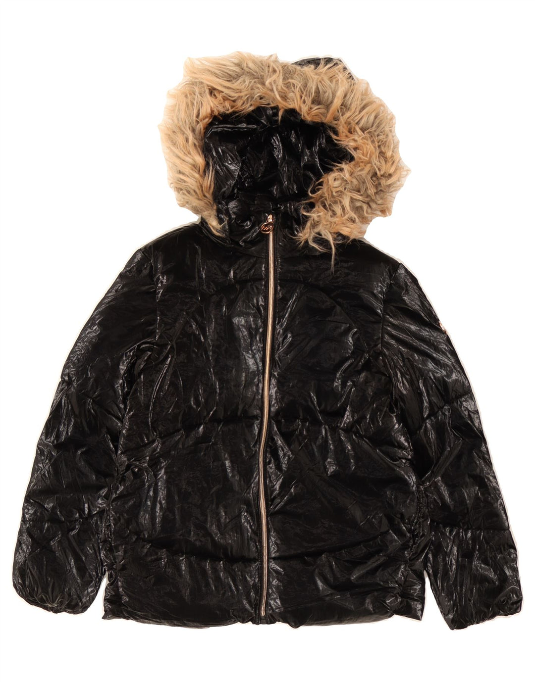 MICHAEL KORS Girls Hooded Padded Jacket 10-11 Years Black Nylon Vintage Michael Kors and Second-Hand Michael Kors from Messina Hembry 