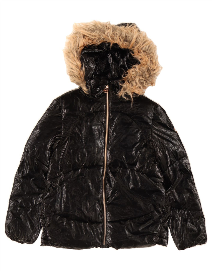 MICHAEL KORS Girls Hooded Padded Jacket 10-11 Years Black Nylon Vintage Michael Kors and Second-Hand Michael Kors from Messina Hembry 
