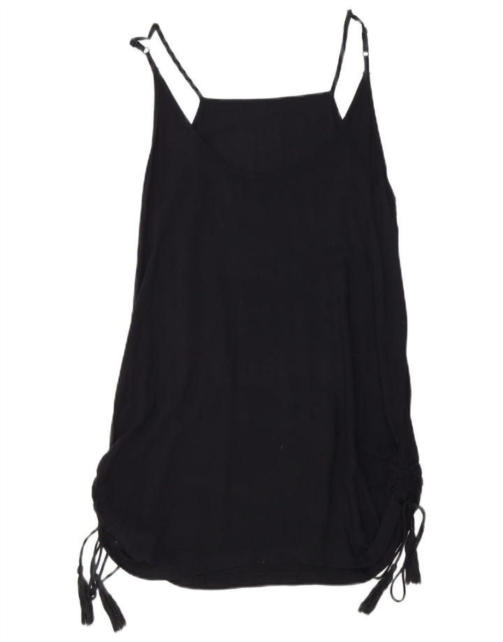 HARLEY Womens Cami Top UK 10 Pequeno Rayon Preto