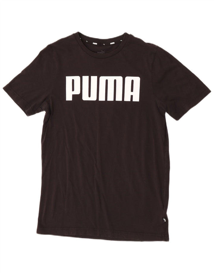Puma Mens Graphic T-Shirt Top Pequeno Algodão Preto
