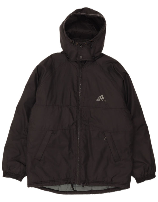 Jaqueta acolchoada com capuz gráfico masculino Adidas Reino Unido 38/40 poliéster preto médio