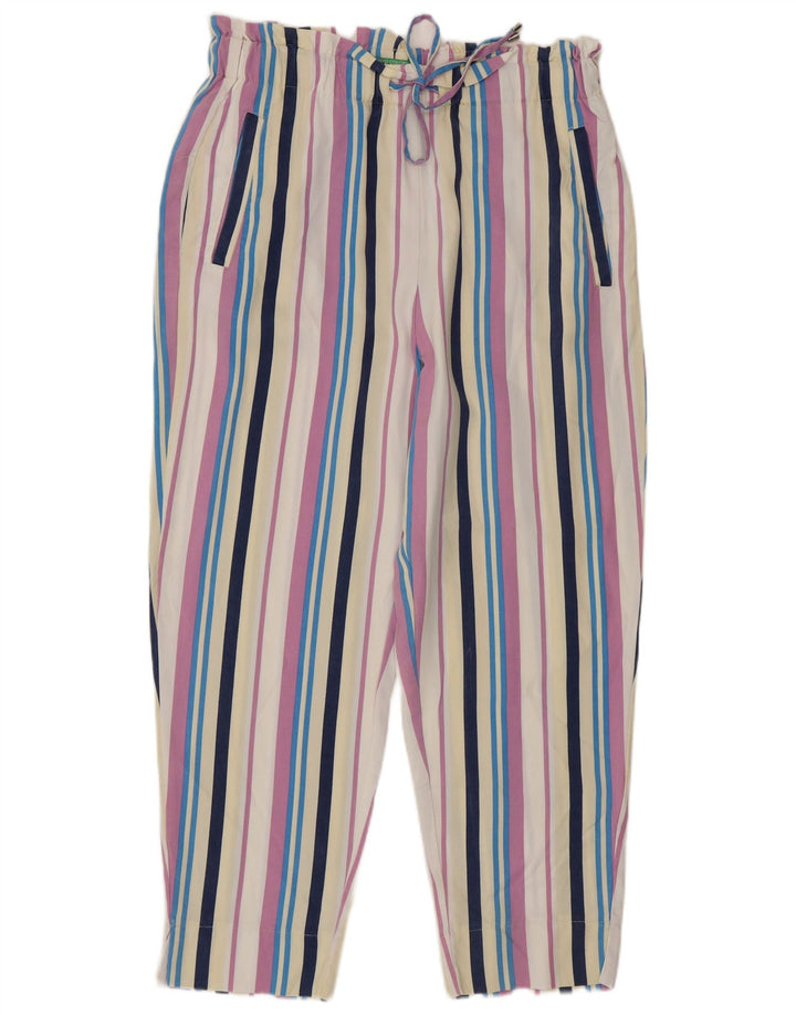 Calça feminina Benetton cortada média W30 L26 listrada multicolorida