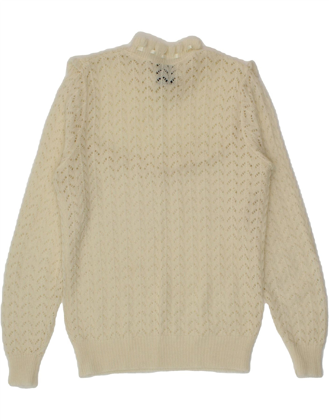 BHS Womens See Through Crew Neck Jumper Sweater UK 12 Medium  Off White Vintage Bhs and Second-Hand Bhs from Messina Hembry 