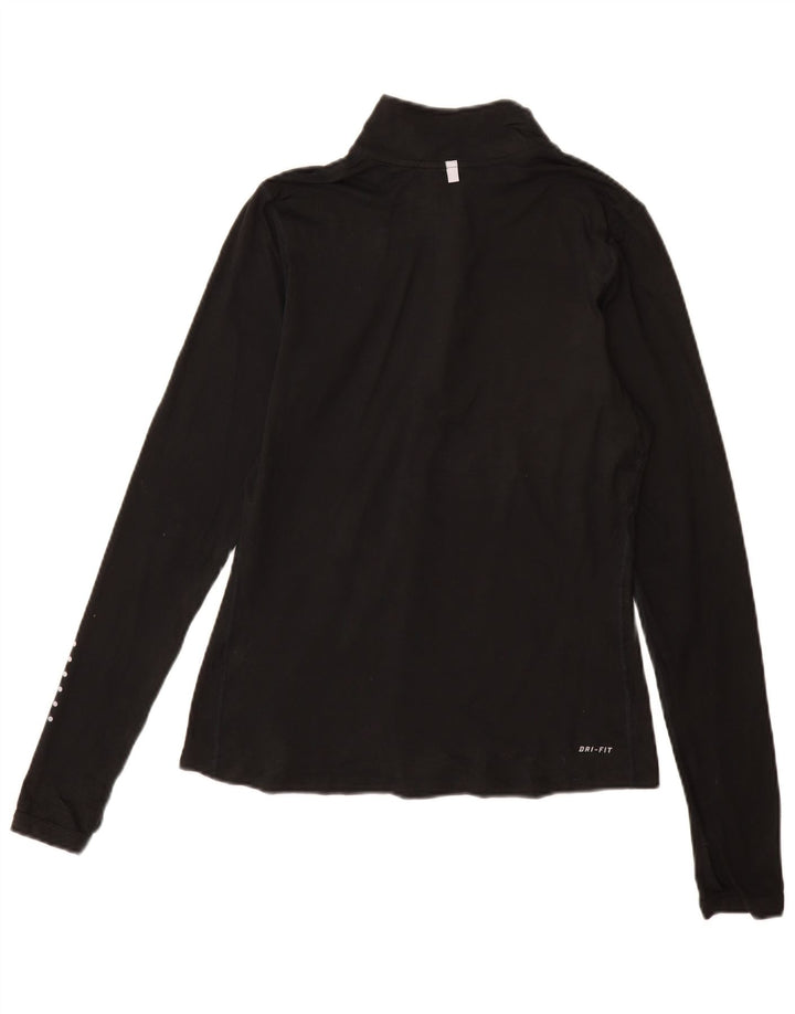 Nike Womens Dri Fit Zip Neck Pullover Treino Top Reino Unido 10 Pequeno Preto