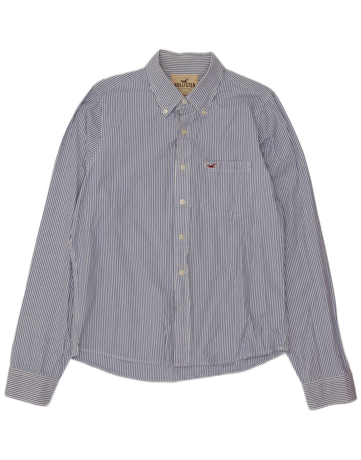 Camisa masculina Hollister XL azul risca de giz algodão