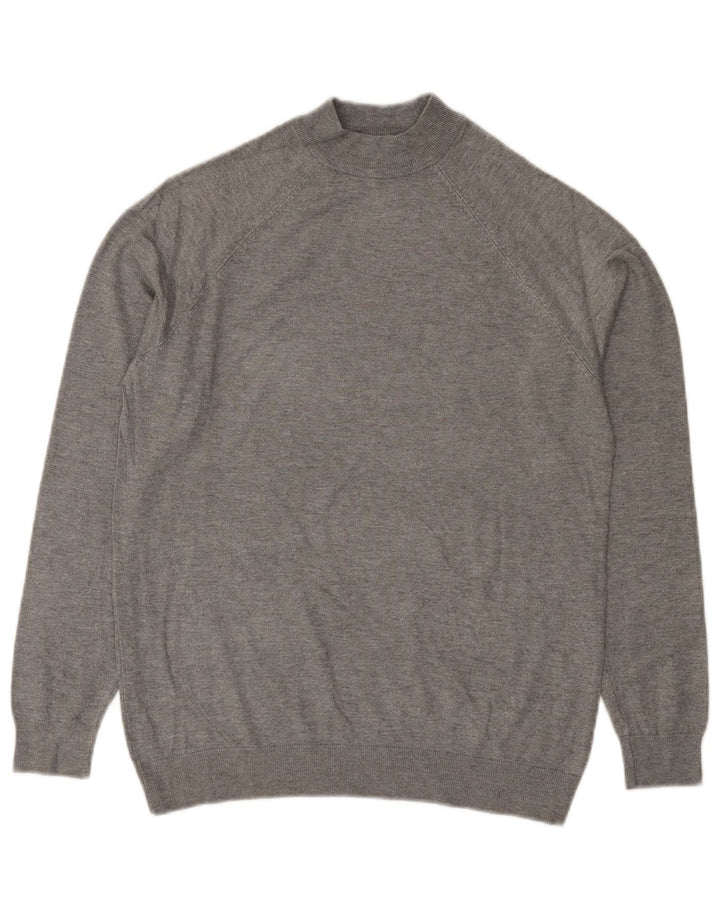 Suéter masculino Zara com gola tartaruga e viscose cinza pequena