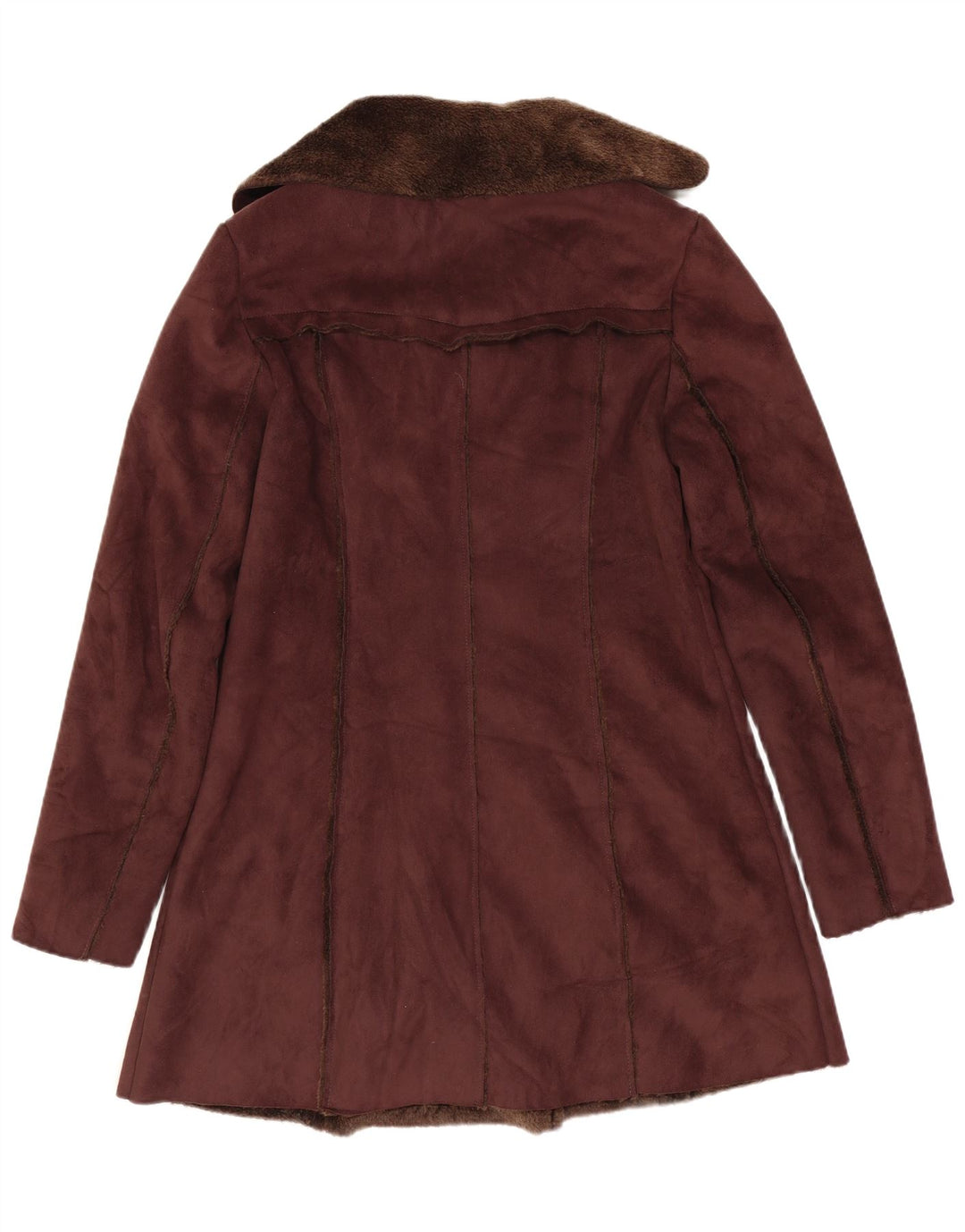 Casaco feminino vintage Sherpa com peito duplo Reino Unido 8 pequeno marrom