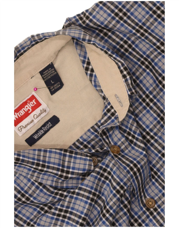 Camisa masculina Wrangler grande algodão xadrez azul