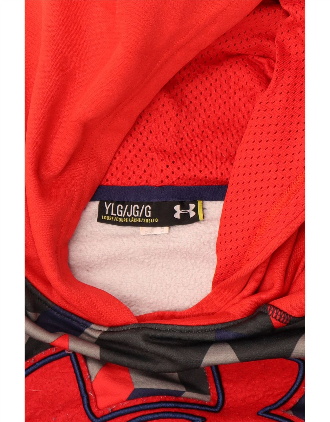 UNDER ARMOUR Meninas com capuz solto jumper 11-12 anos grande vermelho geométrico