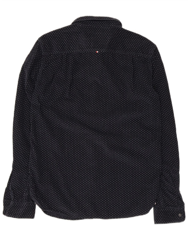 Camisa masculina Superdry de veludo cotelê médio azul marinho algodão manchado