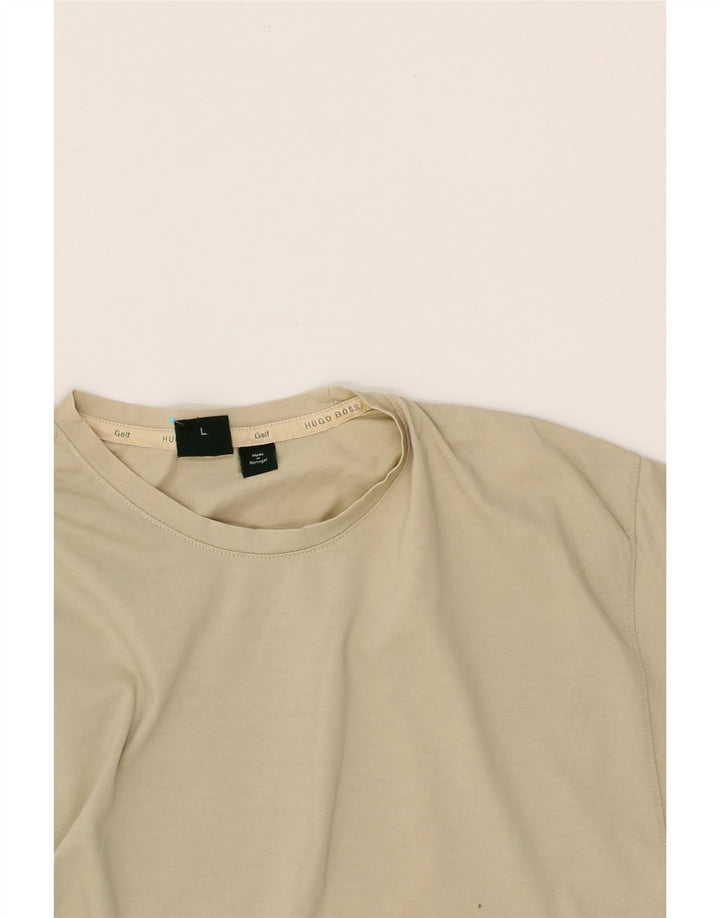 HUGO BOSS Mens T-Shirt Top Large Beige Cotton Vintage Hugo Boss and Second-Hand Hugo Boss from Messina Hembry 