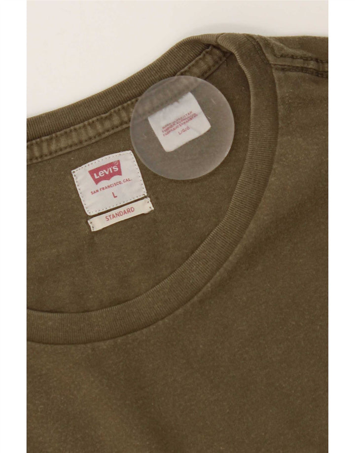 Camiseta masculina padrão Levi's Top grande de algodão cáqui