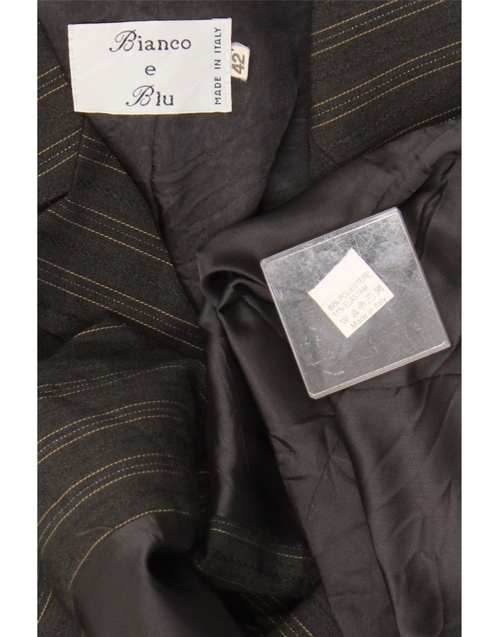 Bianco e Blu Jaqueta Blazer Feminina de 2 Botões IT 42 Listrado Cinza Médio