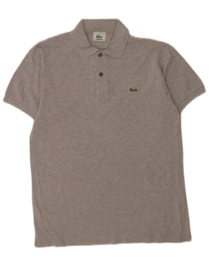 Camisa polo masculina Lacoste tamanho 3 pequeno algodão manchado cinza