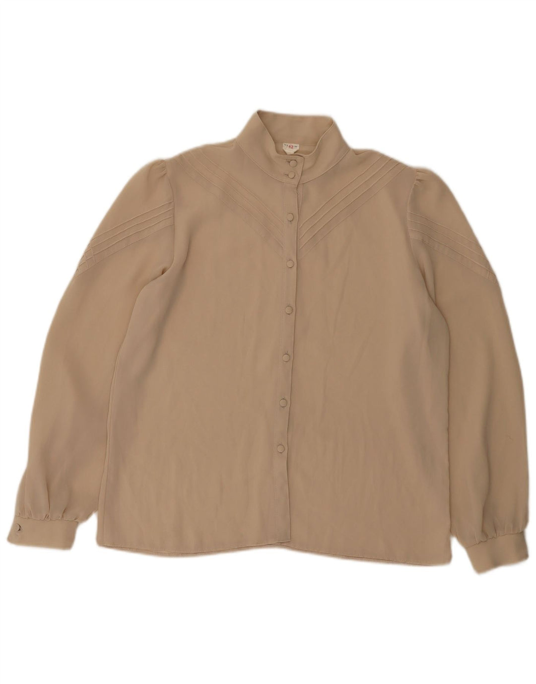 Blusa Camisa Feminina Vintage IT 42 Poliéster Bege Médio