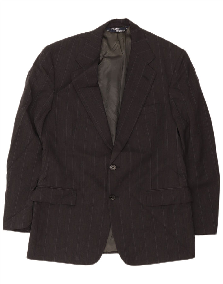 Jaqueta Blazer Masculina Polo Ralph Lauren com 2 Botões Reino Unido 38 Médio Preto Listrado