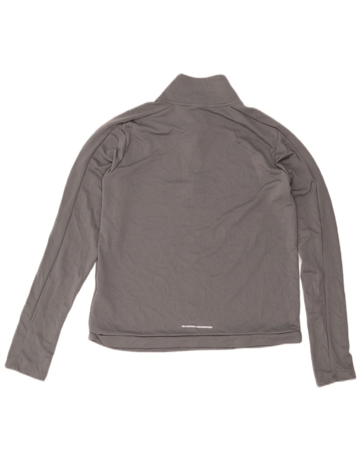 Nike Womens Dri Fit Zip Neck Pullover Treino Top UK 12 Medium Grey