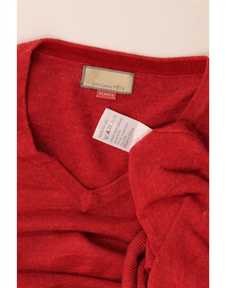 Suéter masculino John Lewis com decote em V XL acrílico vermelho