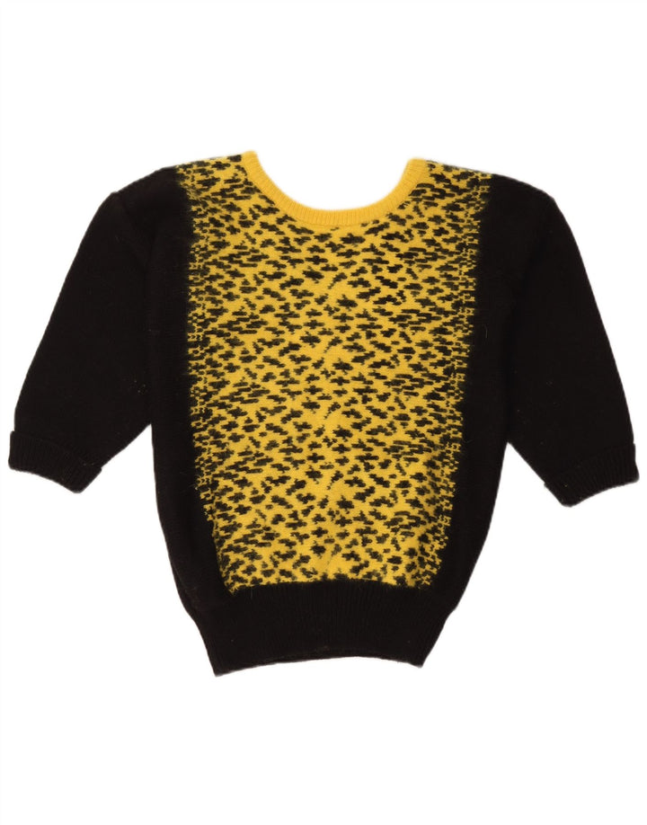 Suéter feminino Oui com decote em V Reino Unido 14 bloco colorido preto médio