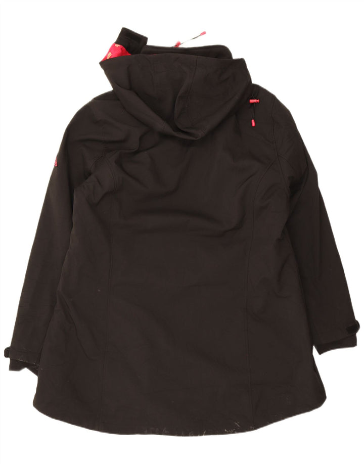 Jaqueta corta-vento feminina vintage com capuz e ajuste solto Reino Unido 18 XL poliéster preto