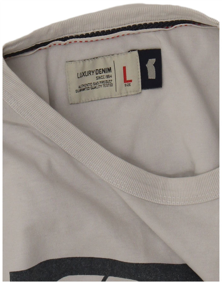 GAS Mens Graphic T-Shirt Top Large White Cotton