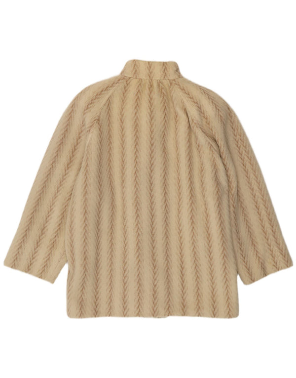 Casaco Duffle Feminino Oversized Arezia Reino Unido 20 2XL Lã Espinha de Peixe Bege