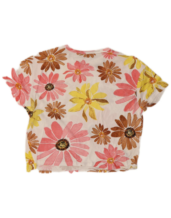 Camiseta feminina com estampa oversized ZARA UK 10 pequena floral multicolorida