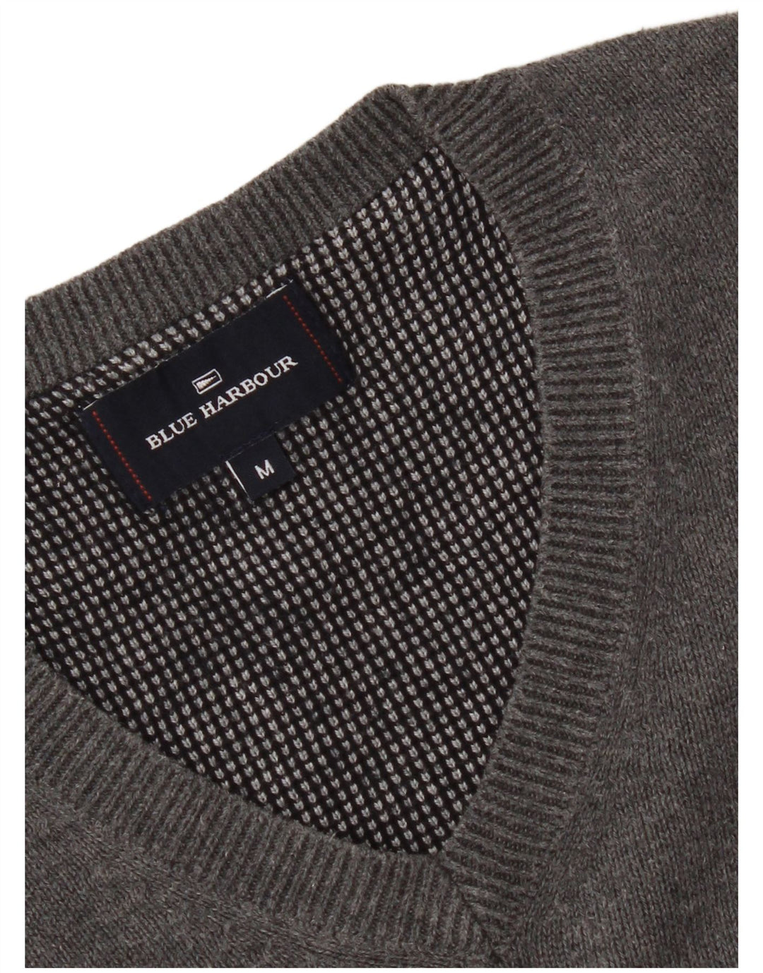 Suéter masculino Marks & Spencer Blue Harbor com decote em V, algodão cinza médio