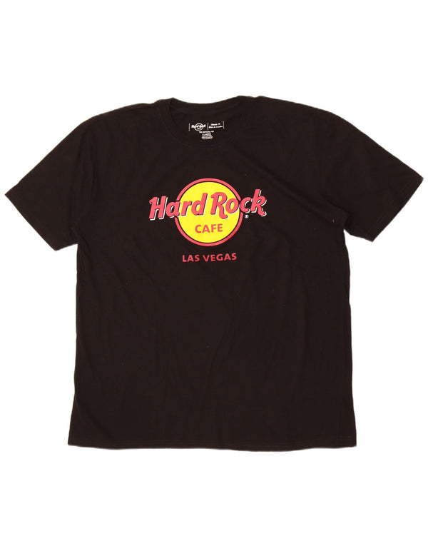 Camiseta gráfica masculina Hard Rock Cafe Las Vegas Top XL algodão preto