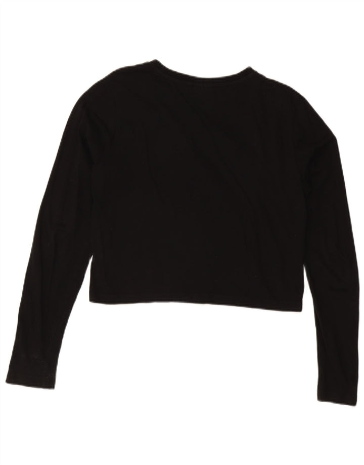 FILA Womens Crop Graphic Top Manga Longa Reino Unido 14 Médio Preto