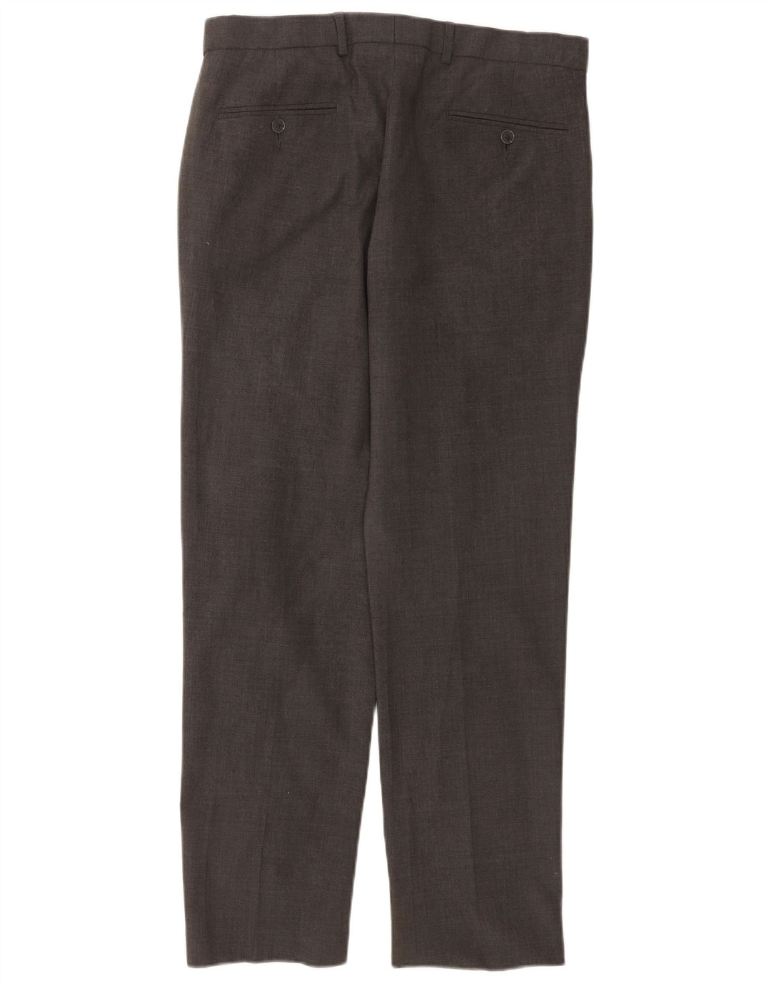 Calça masculina de terno reto Marks & Spencer W32 L31 lã cinza