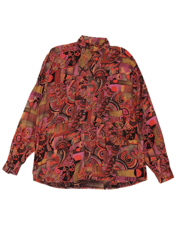 Camisa masculina vintage tamanho 41/42 grande viscose floral multicolorida