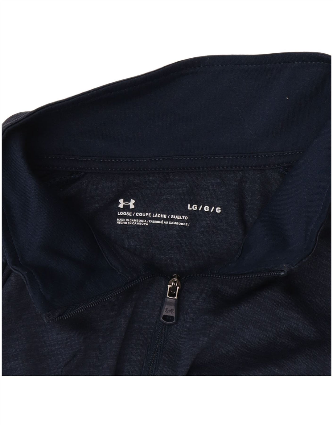 Under Armour Mens Loose Fit Zip Neck Top Manga Longa Grande Azul