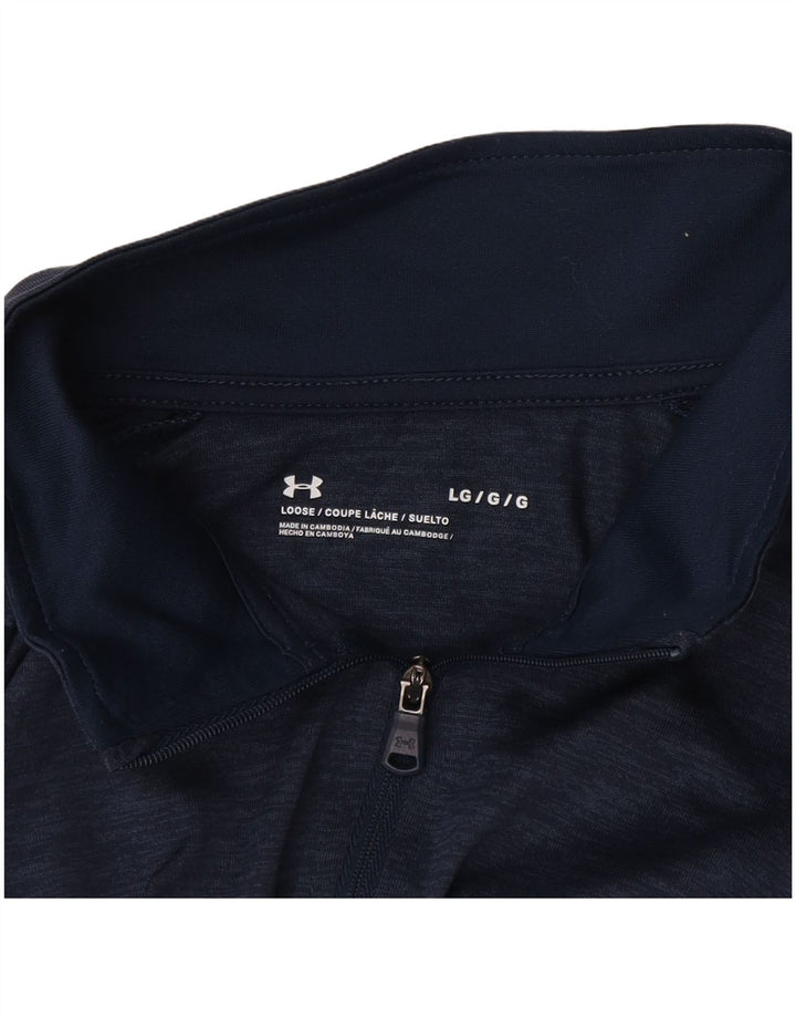 Under Armour Mens Loose Fit Zip Neck Top Manga Longa Grande Azul